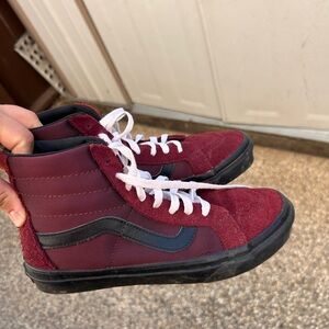 Vans Red and Black Sneakers High-Top Classic